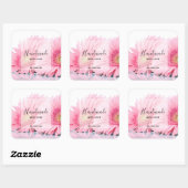 Handgemaakt met Love Pink Gerbera Daisies Vierkante Sticker (Vel)