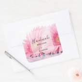 Handgemaakt met Love Pink Gerbera Daisies Vierkante Sticker (Envelop)