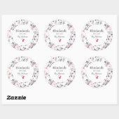 Handgemaakt met Love Pink & Grey Bloemen Patroon Ronde Sticker (Vel)