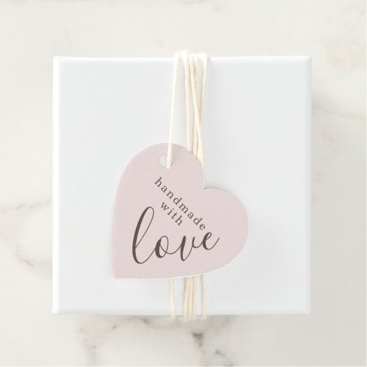 Handgemaakt met Love Pink Heart Bedankjes Labels (In situ)