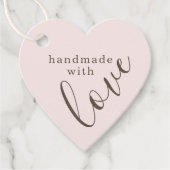 Handgemaakt met Love Pink Heart Bedankjes Labels (Voorkant)