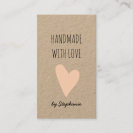 Handgemaakt met Love Pink Heart Kraft Paper QR-cod Visitekaartje