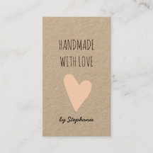 Handgemaakt met Love Pink Heart | Kraft Paper Rust