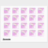 Handgemaakt met Love Pink Sky met Fluffy Clouds Vierkante Sticker (Vel)