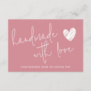 Handgemaakt met Love Pink Thank You Candle Care Informatiekaartje
