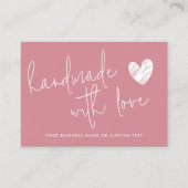 Handgemaakt met Love Pink Thank You Sieraden Care Informatiekaartje (Voorkant)