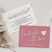 Handgemaakt met Love Pink Thank You Sieraden Care Informatiekaartje