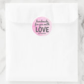 Handgemaakt met Love Pink Waterverf Ronde Sticker (Tas)