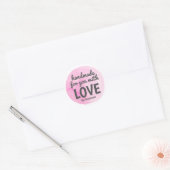 Handgemaakt met Love Pink Waterverf Ronde Sticker (Envelop)