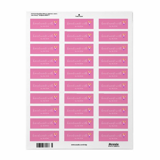 Handgemaakt met Love product Pastel Monogram Label (Full Sheet)