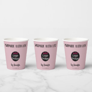 Handgemaakt met Love Professional roze Papieren Bekers