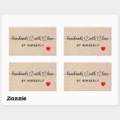 Handgemaakt met Love Rechthoekige Sticker (Vel)