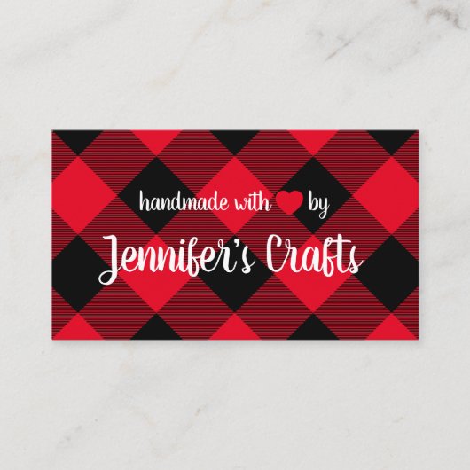 Handgemaakt met Love Red en Black Buffalo Pset Visitekaartje (Voorkant)