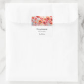 Handgemaakt met Love Red Waterverf Poppies Vierkante Sticker (Tas)