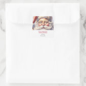 Handgemaakt met Love Retro Jolly Santa Claus Vierkante Sticker (Tas)