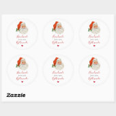 Handgemaakt met Love Retro  Santa Claus Ronde Sticker (Vel)