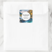 Handgemaakt met Love River en Mountains Schilderac Vierkante Sticker (Tas)