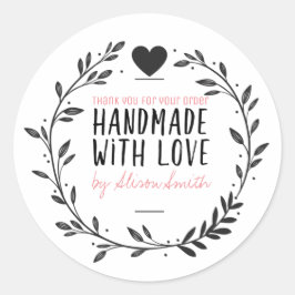 Handgemaakt met Love Ronde Sticker