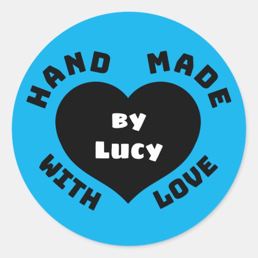 Handgemaakt met Love Ronde Sticker (Voorkant)