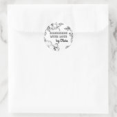 Handgemaakt met Love Roos Flower Lijst Ronde Sticker (Tas)