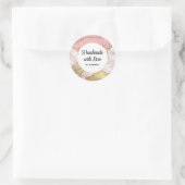 Handgemaakt met Love Roos Gold Pink Marble Design Ronde Sticker (Tas)