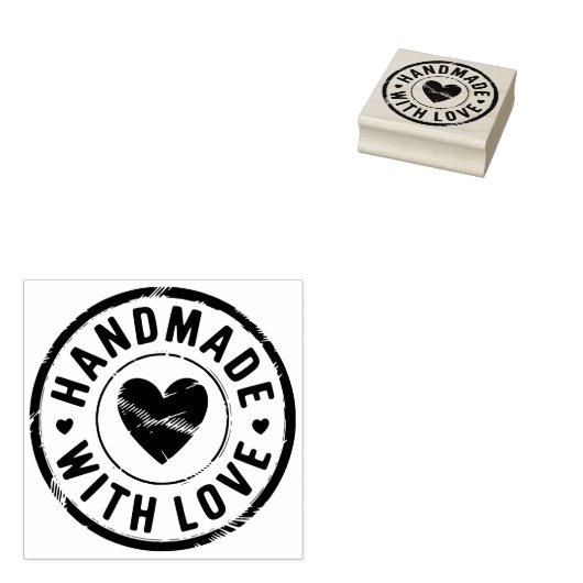 Handgemaakt met Love Rubber Stamp Rubberstempel (Gestempeld)