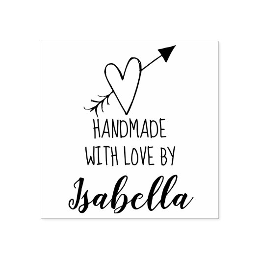 Handgemaakt met Love Rubber Stamp Rubberstempel (Afrduk)