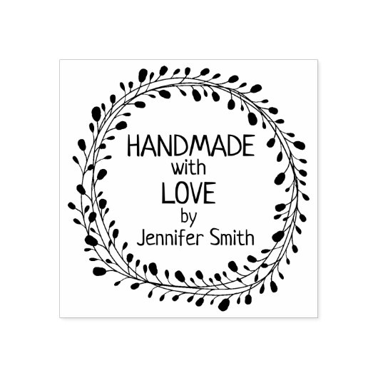Handgemaakt met Love, Rubberstempel (Afrduk)