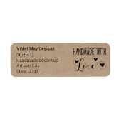 Handgemaakt met Love Rustic Kraft Retouradres Etiket (Voorkant)