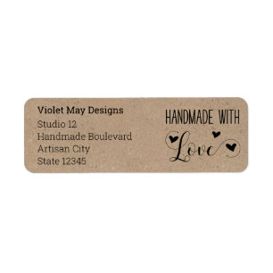 Handgemaakt met Love Rustic Kraft Retouradres Etiket