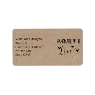 Handgemaakt met Love Rustic Kraft Retouradres Etiket