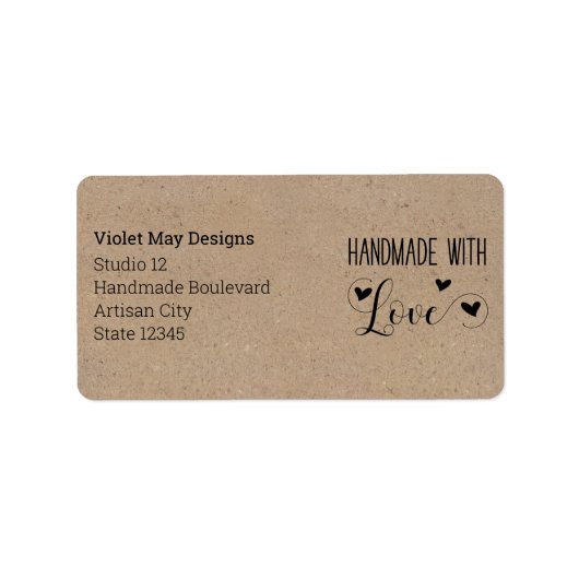 Handgemaakt met Love Rustic Kraft Retouradres Etiket (Voorkant)