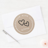 Handgemaakt met Love Rustic Kraft Ronde Sticker (Envelop)