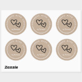 Handgemaakt met Love Rustic Kraft Ronde Sticker (Vel)