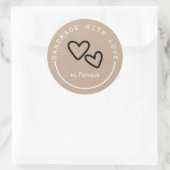 Handgemaakt met Love Rustic Kraft Ronde Sticker (Tas)