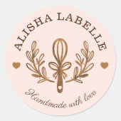 Handgemaakt met Love Rustic Wood Bakery Whisk Logo Ronde Sticker (Voorkant)