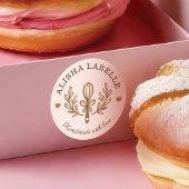 Handgemaakt met Love Rustic Wood Bakery Whisk Logo Ronde Sticker