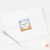 Handgemaakt met Love Sandy Beach met Foamy Surf Vierkante Sticker (Envelop)