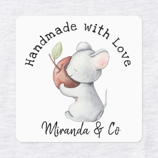 Handgemaakt met Love Schattige Mouse en Apple Labels (Design 1)