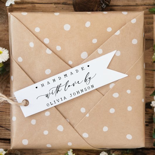 Handgemaakt met Love Script Heart Gepersonaliseerd Zelfinktende Stempel