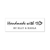 Handgemaakt met Love Script Heart Gepersonaliseerd Zelfinktende Stempel (Design)
