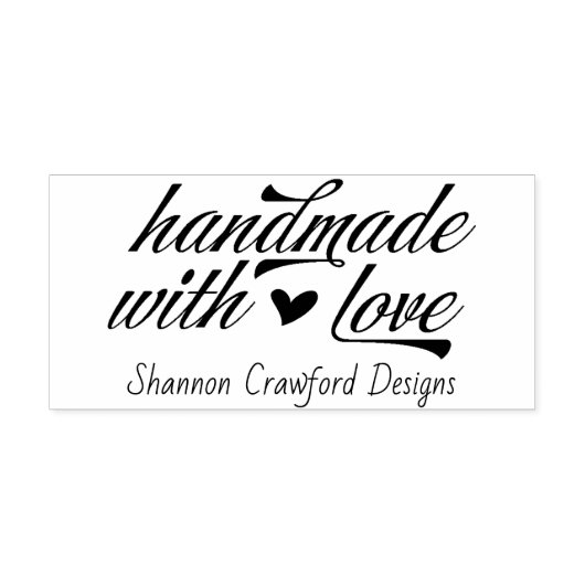 Handgemaakt met Love Script Rubberstempel (Afrduk)