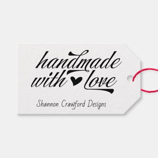 Handgemaakt met Love Script Typografie Cadeaulabel (Voorkant (Horizontaal))