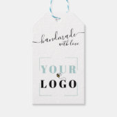 Handgemaakt met Love Script | Uw aangepaste Logo t Cadeaulabel (Voorkant)