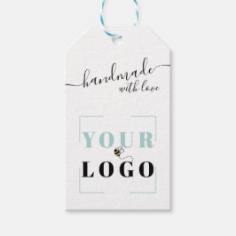 Handgemaakt met Love Script | Uw aangepaste Logo t Cadeaulabel