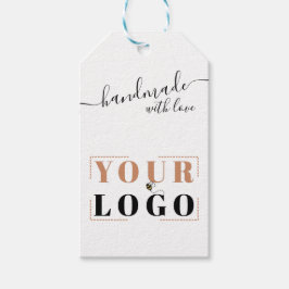 Handgemaakt met Love Script | Uw Logo Gift Label t Cadeaulabel