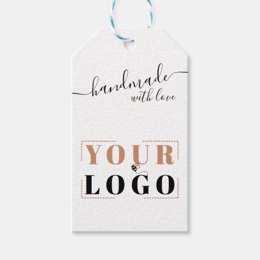Handgemaakt met Love Script | Voeg je eigen Logo t Cadeaulabel (Voorkant)