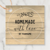 Handgemaakt met Love Sepia Wood Product Bedankjes Labels (Voorkant)