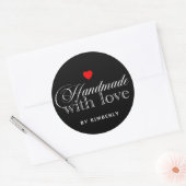 Handgemaakt met Love Simple Black Ronde Sticker (Envelop)
