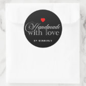 Handgemaakt met Love Simple Black Ronde Sticker (Tas)